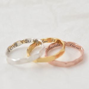 Personalized Secret Message Ring • Hidden Message Ring • Custom Name Ring • Stackable Ring • Engraved Band Ring • Name Band • Gift For Her