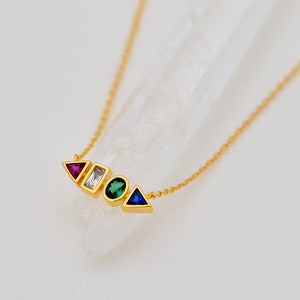Geometric Necklace with Multi-Colored Crystal Pendant • Pop-Colored Diamond • Colorful Crystal • Gift For Her • Summer Jewelry