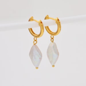 Rhombus Freshwater Pearl Hoop Earrings • Natural Fresh Water Pearl Earrings • Diamond Shaped Pearls • Bridal Earrings • Bridesmaids Gift 273