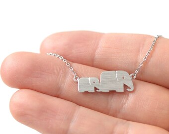 Mama and Me Elephants Necklace With Initial Tag/ Mommy and Me, Mom Baby Elephant, Mother Son, Mother Daughter, Two Elephants Necklace 215