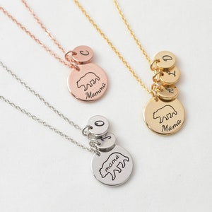 Custom Engraved Mama Bear Necklace wth Kids Initials • Personalized Necklace for Mom Grandma • Mothers Day Gift • Mommy & Me • Baby Bear 191