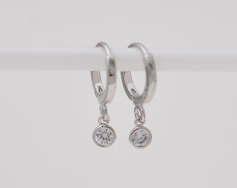 Dainty CZ Huggie Hoops • Diamond Huggie Hoop Earrings • Gold Silver Cz Hoops • Dangle Earrings • Gift for Her • Minimalist •Gift For Mom 279
