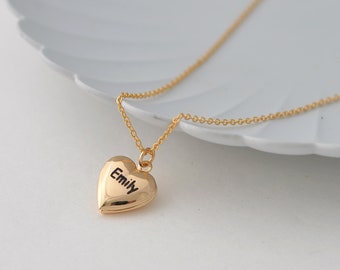 Custom Engraved Petit Heart Locket Necklace • Keepsake Gift • Baby/ Kids/ MaMa Locket • Personalized Heart Locket • Bridesmaid Gift 228