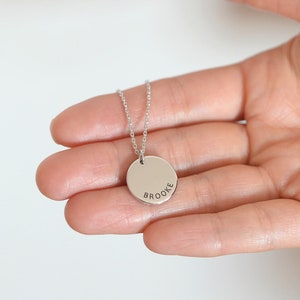 Personalized Name Date Disc Necklace/ Engraved Initial Letter Disk, Christian Necklace, Mom Necklace, Coordinates, Bible Verses 123-2