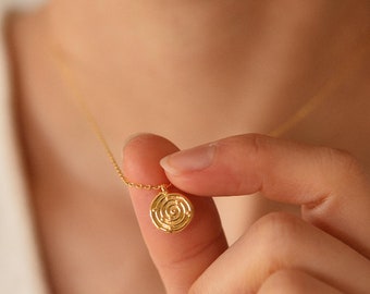 Spiral Pendant Necklace • Minimalist Swirl Dainty Circle • Wellness Gift • Dainty Everyday Jewelry