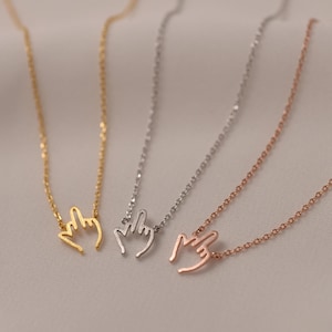 Collar pequeño para el dedo medio • Joyas divertidas • Collar dorado con gestos de la mano • Regalo único para ella • Joyas minimalistas y divertidas