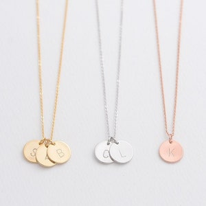 Personalized Initial Disc Necklace/ Hand Stamped Letter Necklace, Coin Tag Initial Disk, Custom Name Necklace, Personalized Gift for Mom 182