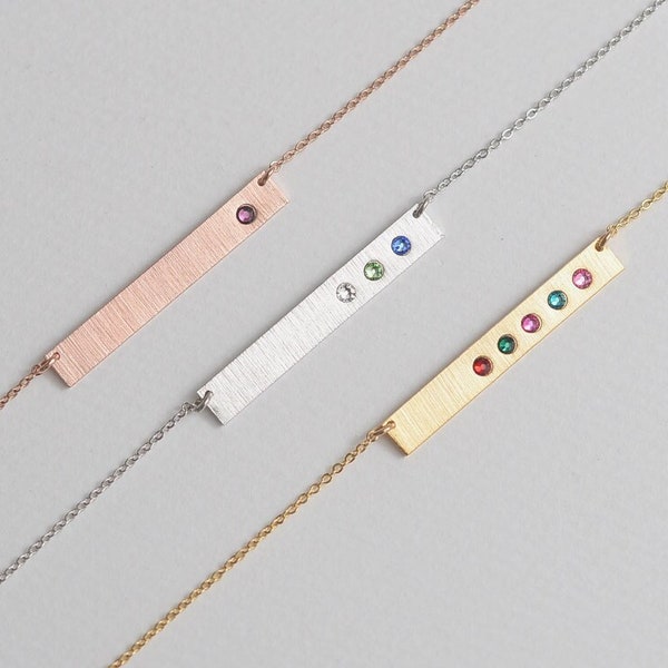 Birthstone Bar Necklace/ Birthstone Necklace for Mom, Birthstone Bar, Birthstone Jewelry, Gold Bar Necklace, Personalized Gifts for Mom 186