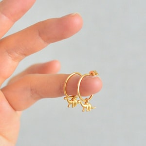 Dainty Dinosaur Hoop Earrings • Dino Dangle Hoops • Brachiosaurus • Dinosaur Hoops • Animal Jewelry • Bridesmaid Gift • Minimal Earrings 243