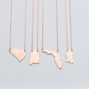 Personalized State Necklace Alabama, South Carolina, Florida, Mississippi, Georgia/ Custom Engraved Necklace, Best Friends Leaving Gift 065 image 5