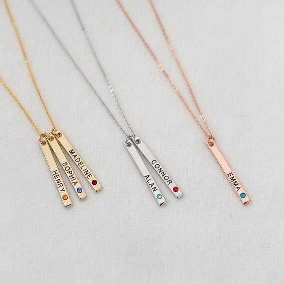 Bar Necklace Birthstone Jewelry 