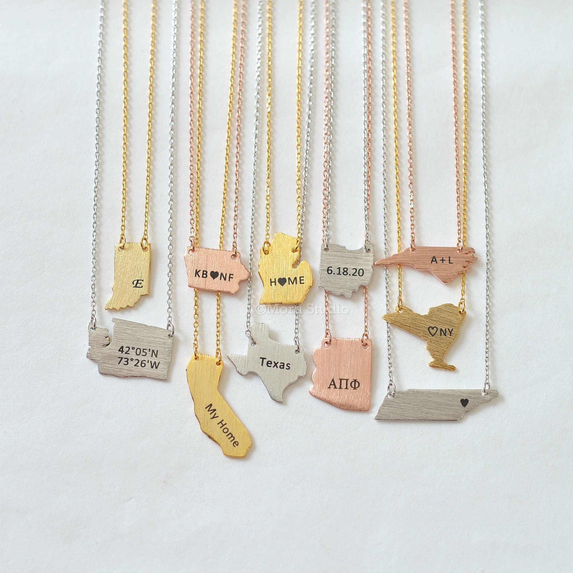Personalized USA State Necklace • Leaving Gift for Best Friends or Sisters • Traveling Leaving Gift • Birthday Going Away Graduation Gift