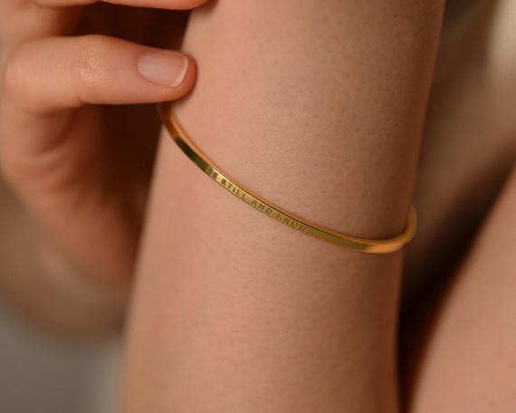 Personalized Sterling Silver Cuff Bracelet • Engraved Hidden Message Bangle • Minimalist Gift for Her, Him • Custom Gold Skinny Bangle