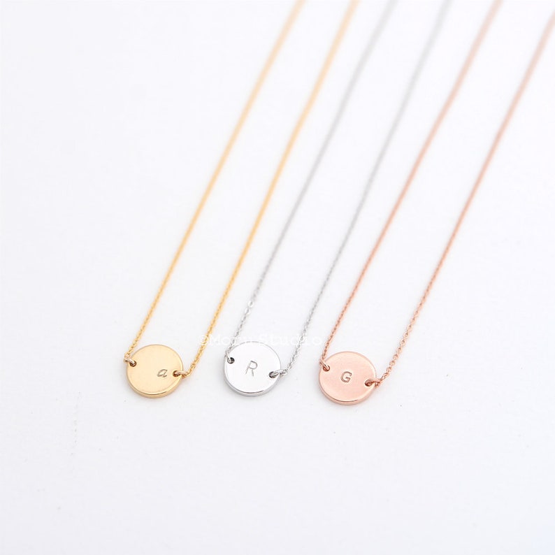 Personalized 12mm Initial Choker Necklace/ Hand Stamped Round Etsy