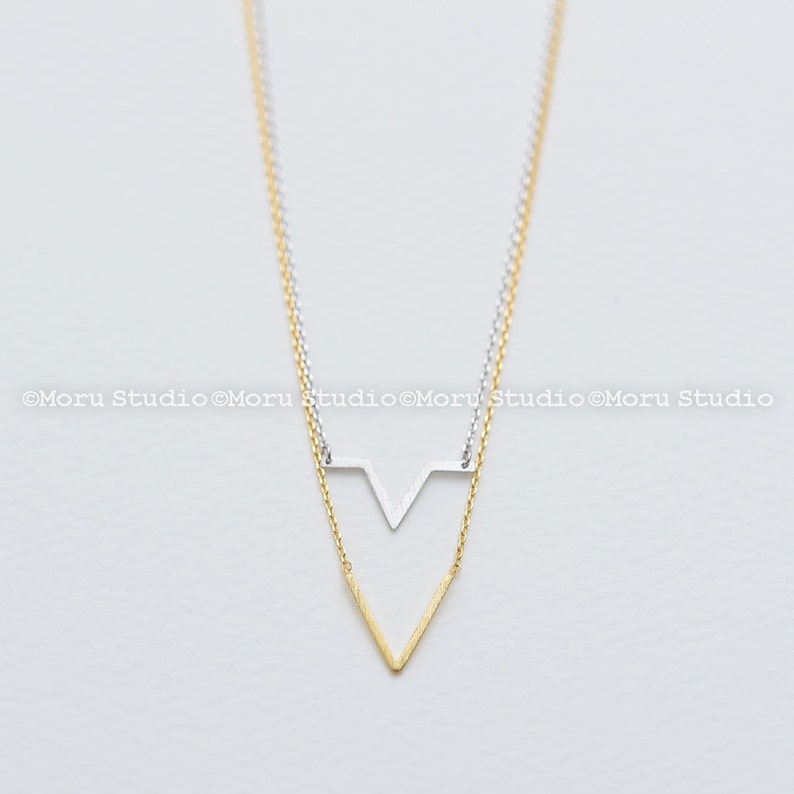 Dainty V Necklace Chevron Necklace Thin Chain for Layering Etsy