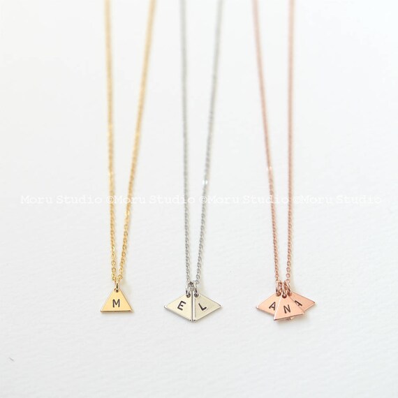Custom Initial Triangle Necklace Hand 