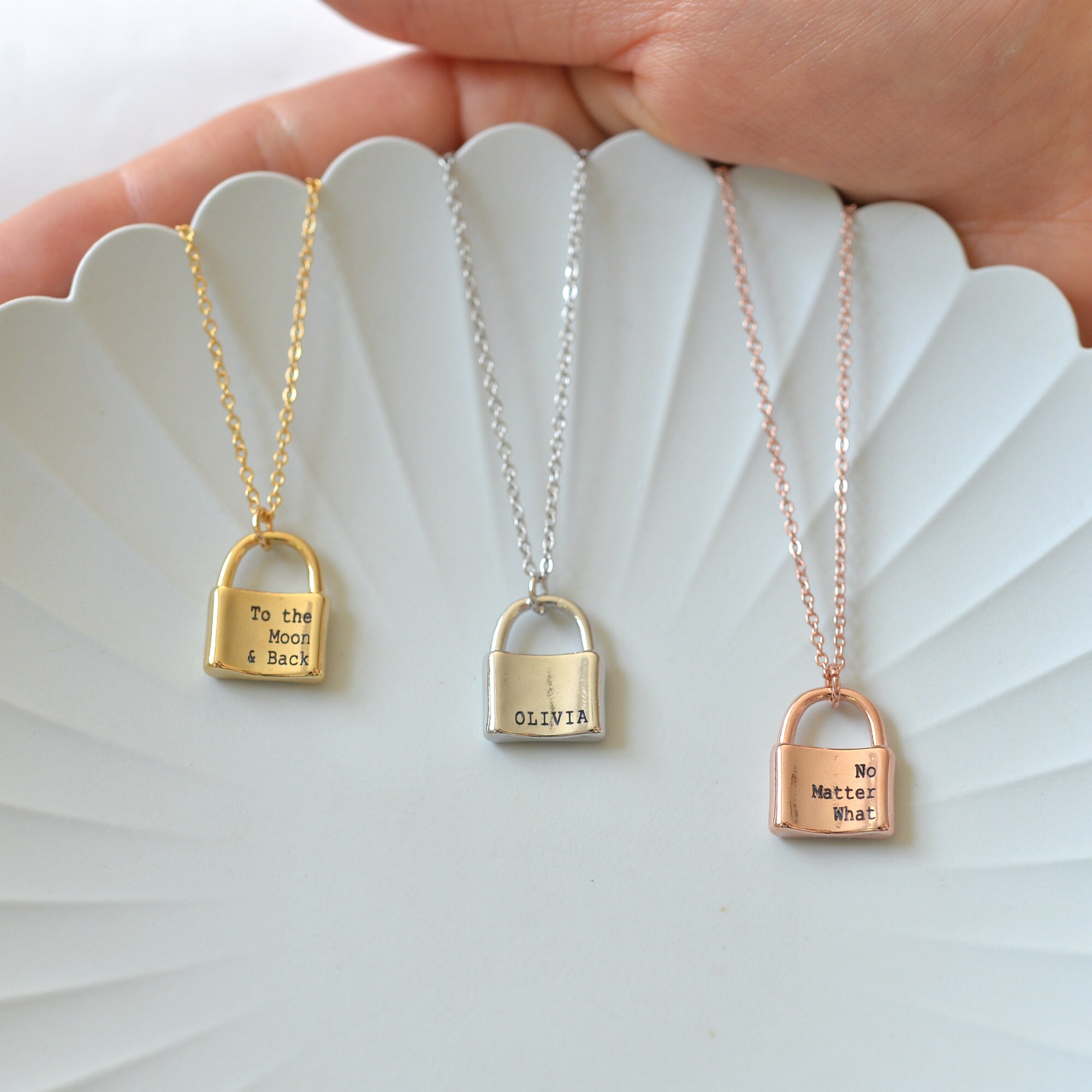 Personalised lock hotsell necklace
