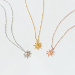 Dainty Sun Necklace • Starburst Sunshine Necklace • Personalized Sun Pendant • Celestial Sun • Bridesmaid Necklace • Daughter Gift 223