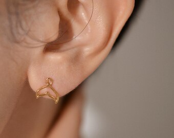 Dainty Whale Tail Earrings: Sterling Silver Ocean Jewelry