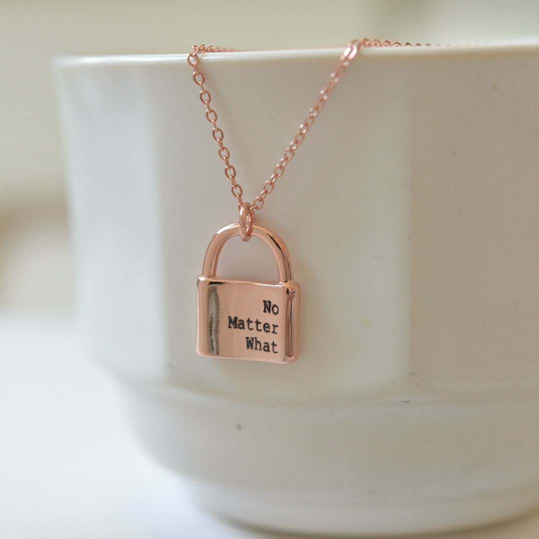 Custom Engraved Padlock Necklace Lock Pendant Necklace 