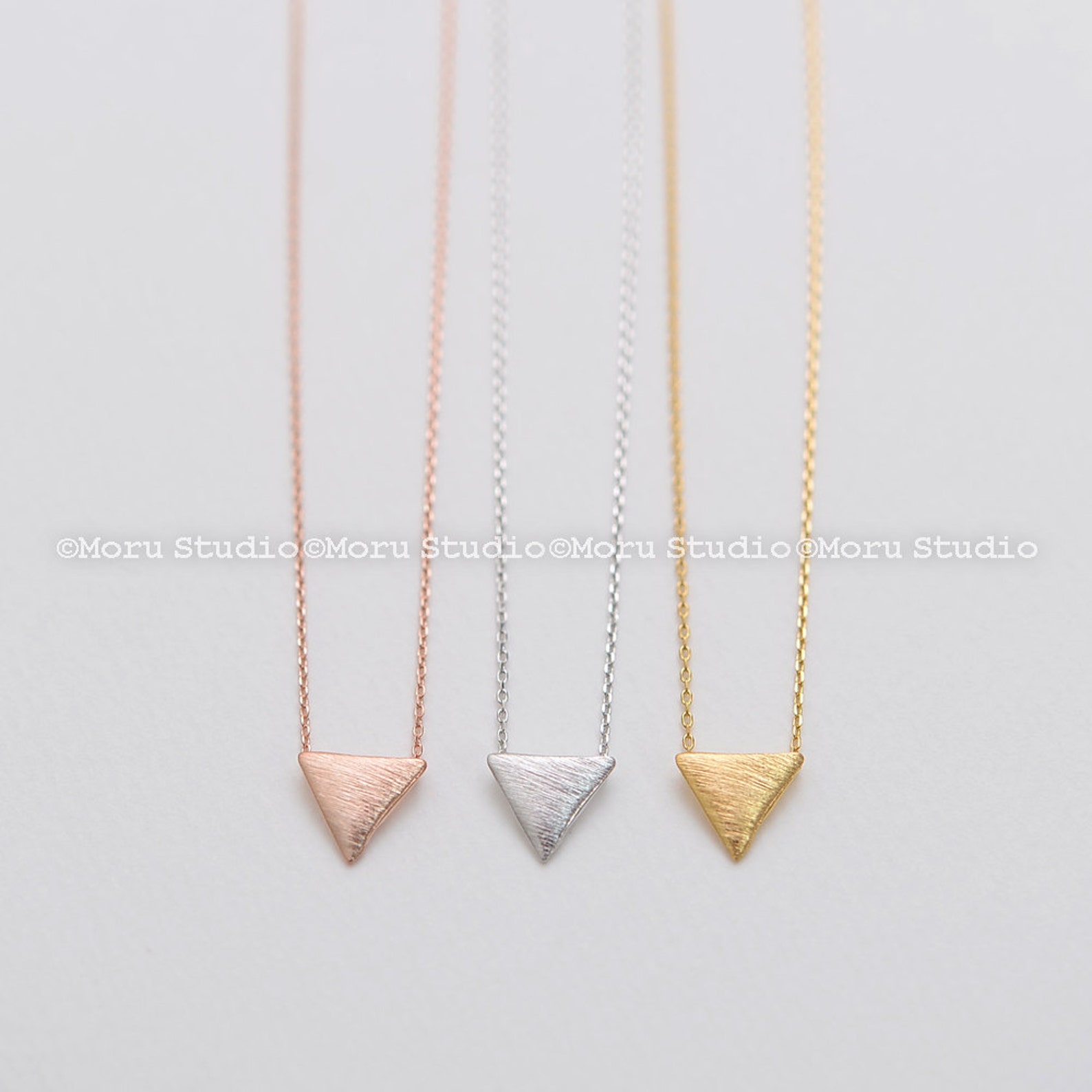 Dainty Inverted Triangle Necklace Gold Silver Rose Gold. - Etsy