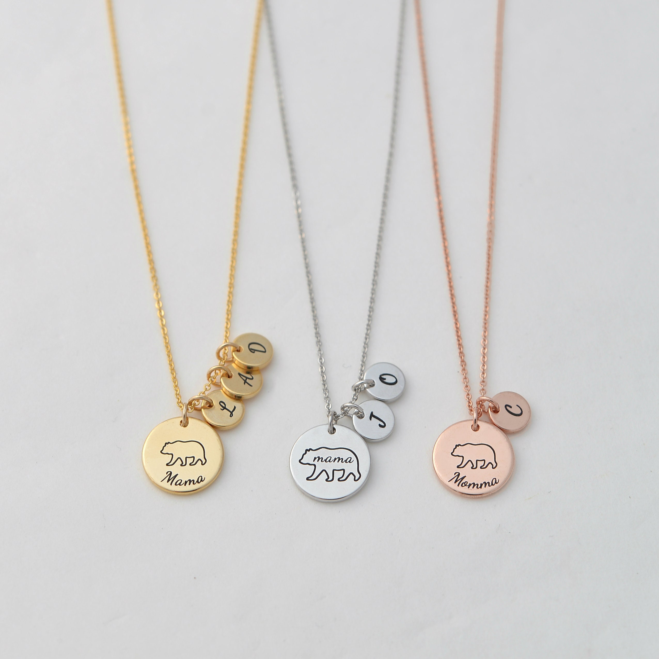 Custom Engraved Mama Bear Necklace Wth 
