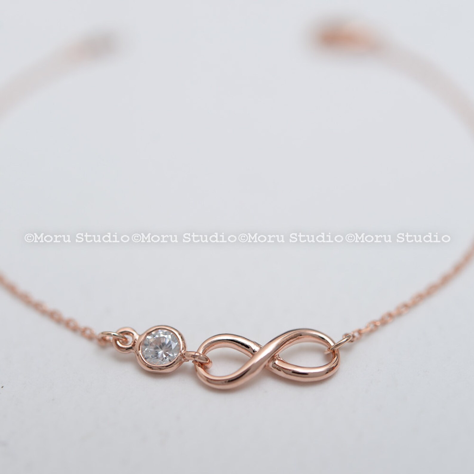 Rose Gold Infinity Bracelet Bridesmaids Gift Crystal Etsy