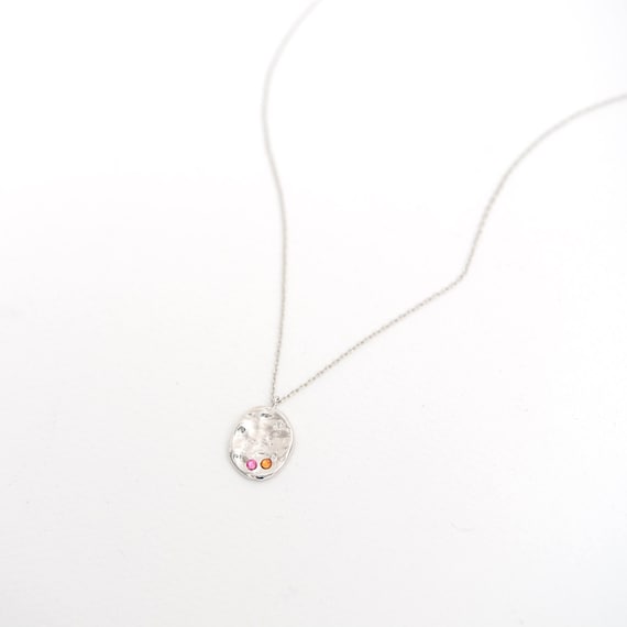 Hammered Disk Pendant - Pink Hammered Disk Pendant - Pink