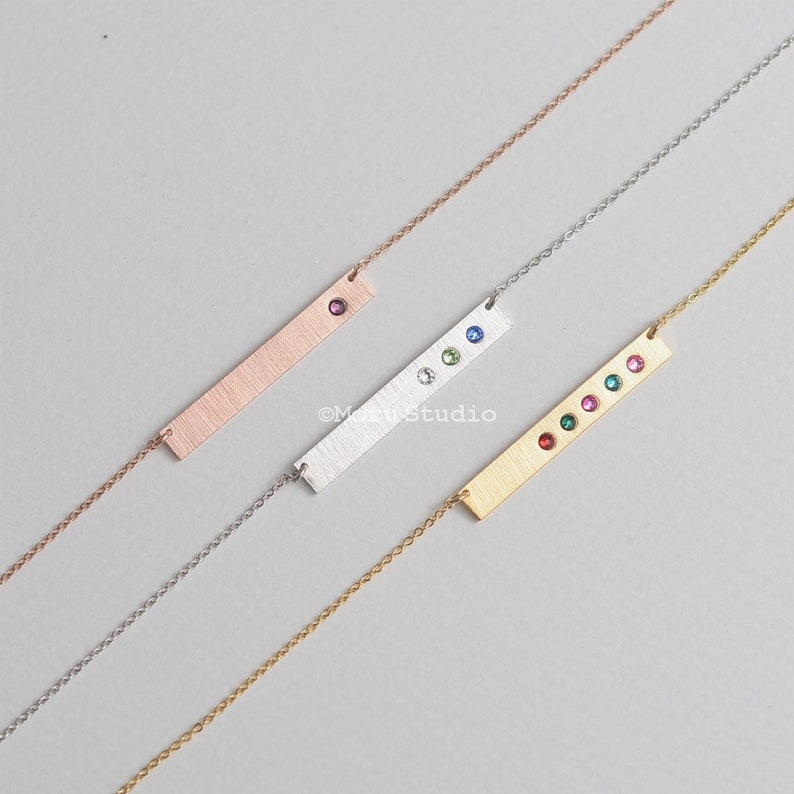 birthstone bar necklace for mom