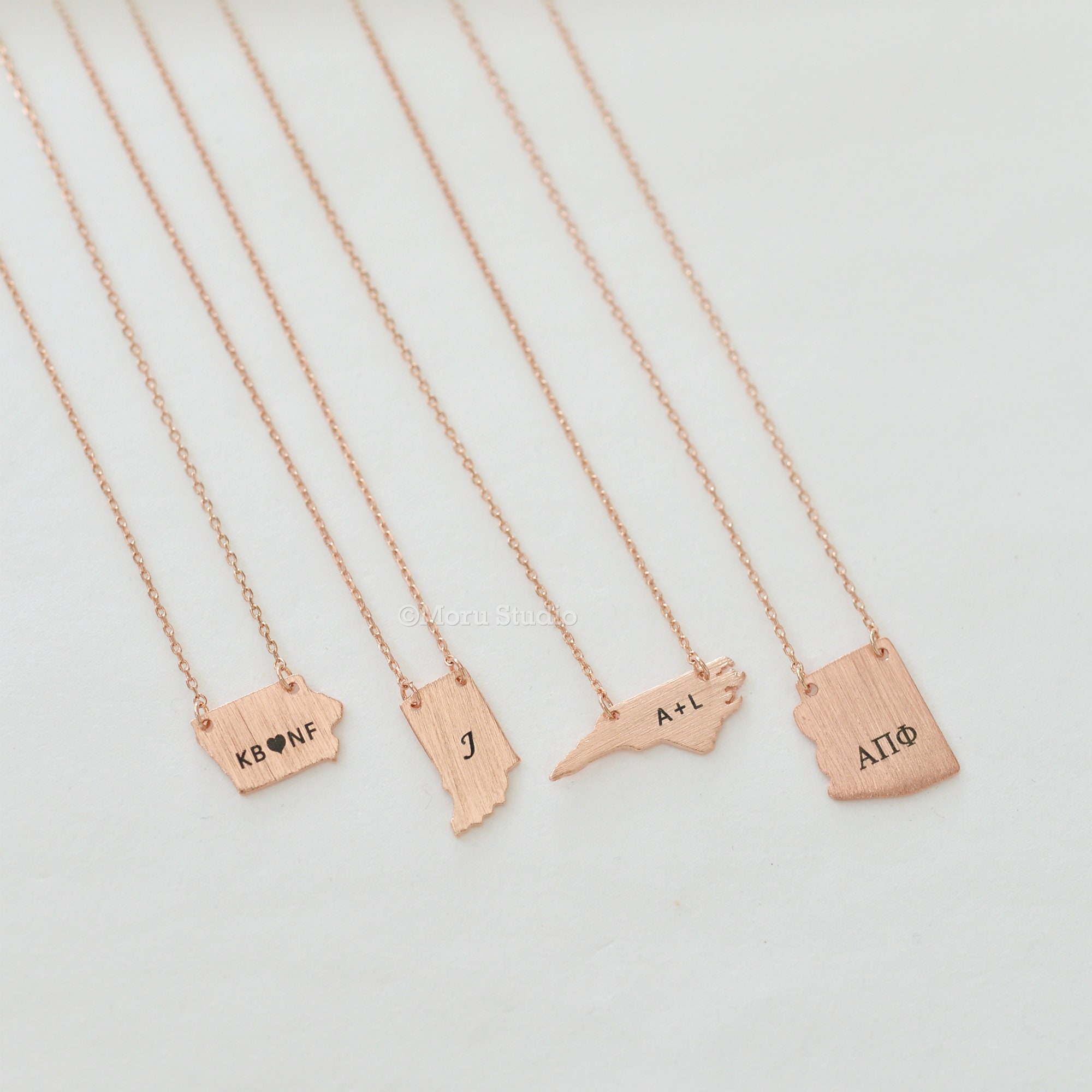 Personalized USA State Necklace • Leaving Gift for Best Friends or Sisters • Traveling Leaving Gift • Birthday Going Away Graduation Gift