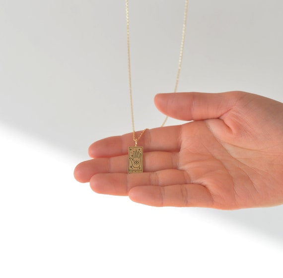 Birthstone Tarot Card Necklace Fortune Star World Sun Moon Heart Wisdom Strength Tear Drop Gemstone Birth Stone Jewelry Etsy UK