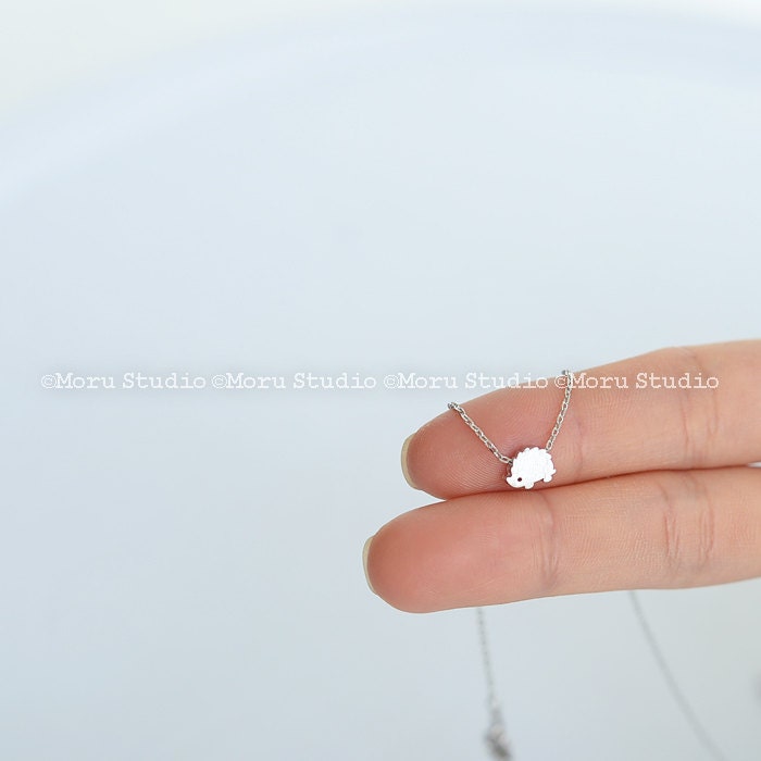 Initial Mini Hedgehog Necklace/ Dainty Mini Animal Charm, Birthday Gi…