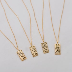 Tarot Karte Halskette mit Geburtsstein Anhänger / Glück • Stern • Welt • Sonne • Mond • Herz • Weisheit • Stärke / Geburtsstein Symbolischer Schmuck