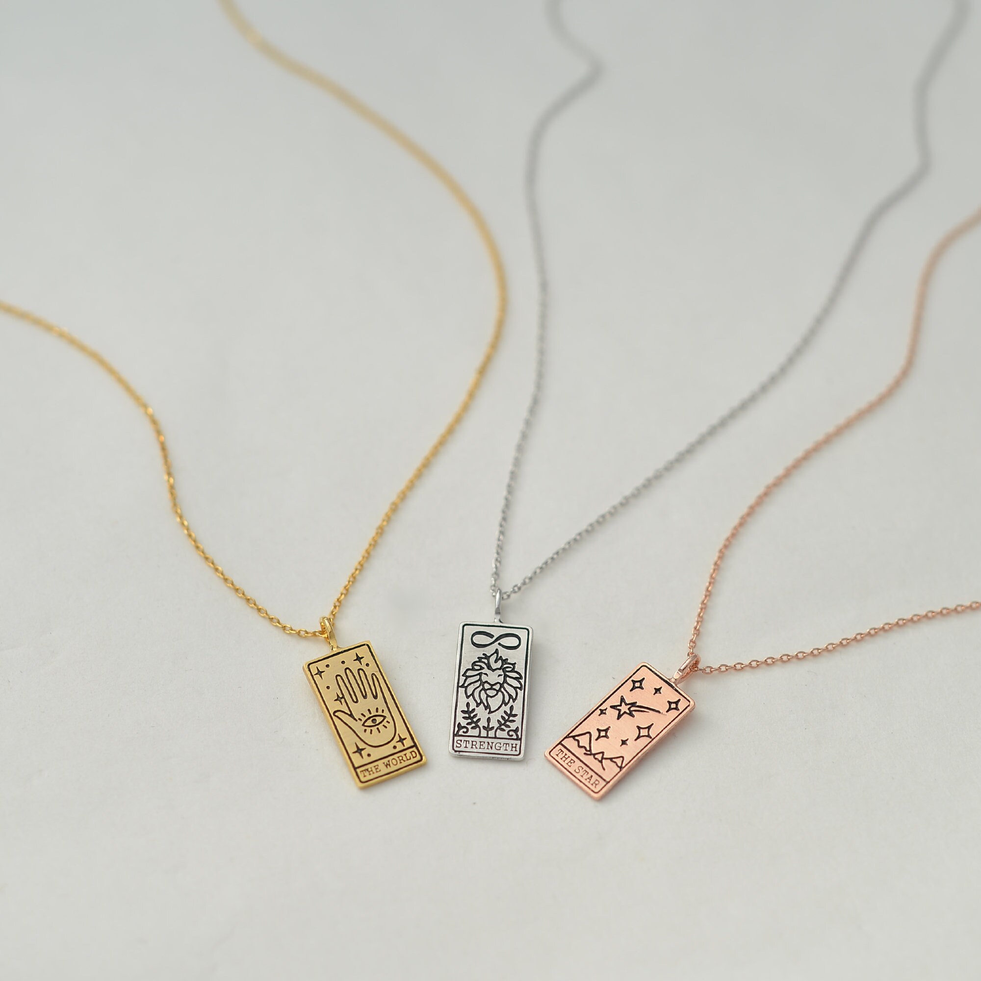 Tarot Card Necklace With Birthstone Tag/ Fortune Star - Etsy