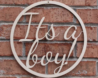 Unfinished Its A Boy Sign Wood - Baby Door Hanger - Wood Door Hanger - Craft Project - Gender Announcement