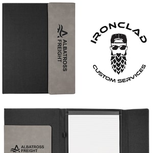 Cartera de lona de polipiel de cuero sintético de 9.5 "X12" con bloc de notas, cuaderno personalizado