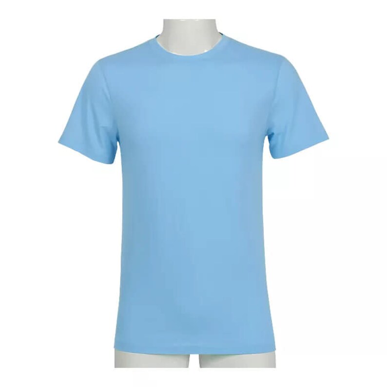 Cotton Feel 95 % Polyester TShirts Not See Thru Good Quality Light Blue