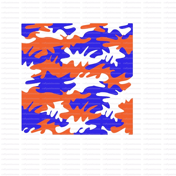 Blue Orange White Camo PNG, Sublimation, Digital file, DTF