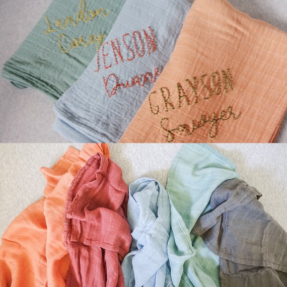 embroidered swaddle blanket