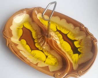 70's Serving Tray with Drip Glaze Made in Japan