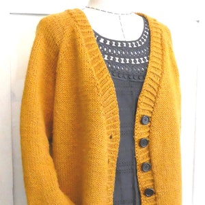 PDF Pattern Download Mustard Paprika Classic Knitted Boyfriend Oversized Cardigan Jacket Easy Knitting Written Instructions