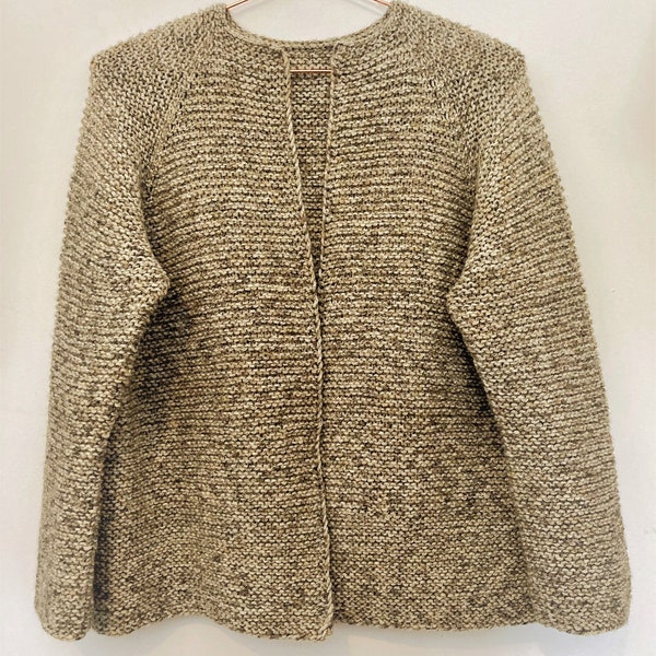 PDF Pattern - Garter Shorty Garterstitch top down seamless knitted Cardigan knitting pattern jacket Easy beginner Aran knit womens unisex