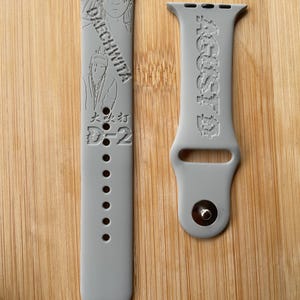 BTS Suga AKA AgustD Dechwita K pop themed Engraved design on a silicone watch band compatible with Apple Watch and Samsung Galaxy Watch