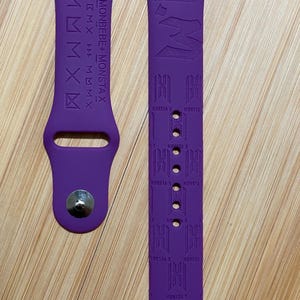 Monsta X k pop bias themed engraved design on a silicone watch band compatible with Apple Watch and Samsung Galaxy Watch