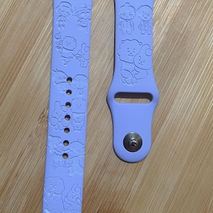 BTS Jincook k pop themed Engraved design on a silicone watch band compatible with Apple Watch and Samsung Galaxy Watch