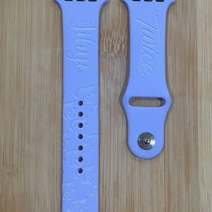 Twice k pop bias themed engraved design on a silicone watch band compatible with Apple Watch and Samsung Galaxy Watch