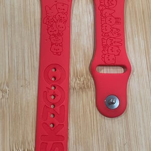 Stray Kids SKZOO k pop themed engraved design on a silicone watch band compatible with Apple Watch and Samsung Galaxy Watch