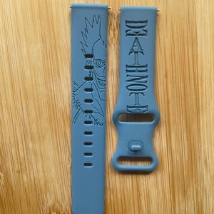 Anime supernatural, dark, Fantasy Triller thematisches Design auf einem Silikonarmband kompatibel mit Apple Watch und Galaxy Watch.