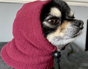 Small Dog Pom Pom Hat, Pink Knit Snood With Ear Holes - Etsy