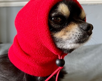 Handmade Chihuahua Fleece Snood: Small Dog Hat